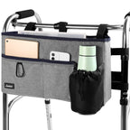Joiish Walker Basket with Cup Holder, Folding Walker Accessories Bag for Senior, Stay Upright, Large Storage & Easy to Use