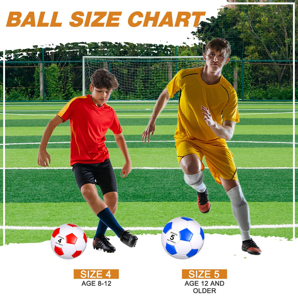 Glimin 6 Pcs Christian Charity Donation Supplies Deflated Soccer Ball Bulk with Pump Official Size Samaritan's Purse Operation Christmas Machine Stitched Ball(Size 4,Colorful)