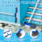 Potchen 3 Pcs Pool Cleaning Kit with Hand Skimmer Net, 47.24" Aluminum Pole and 17.5" Long Pool Brush Maintenance Accessory Tool for Above Ground Inground Ponds Home Tubs Spa