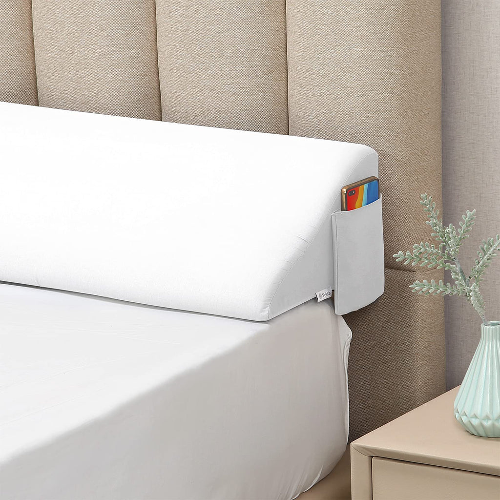 Vekkia Full Bed Wedge Pillow Gap Filler/Headboard Pillow/Mattress Wedge Fill Gap (0-6") Between Headboard and Mattress (White 54"x10"x6")