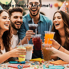 25 Pack - 16 oz Plastic Cups with Lids and Straws, Clear Iced Coffee Cups with Lids, Disposable Cups with Lids for Cold Drinks, Iced Tea, Milkshakes, Smoothies - Durable & BPA Free