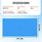 VEVOR Solar Pool Cover, 24 x 12 ft Rectangle Solar Cover 16 mil for Pools, Inground Above Ground Swimming Pool Solar Blanket with Bubble, Heat Retaining Solar Covers Blue