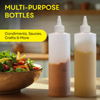 Condiment Squeeze Bottles, 16 OZ Empty Squirt Bottle with Twist Top Cap, Leak Proof - Great for Ketchup, Mustard, Syrup, Sauces, Dressing, Oil, Arts and Crafts, BPA FREE Plastic - 2 PACK