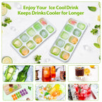 DOQAUS Ice Cube Tray with Lids - 4 Pack Stackable Silicone Ice Trays for Freezer, BPA & LFGB Safe, Easy Release for Kitchen, RV, Cocktail, Coffee, Soup & Food