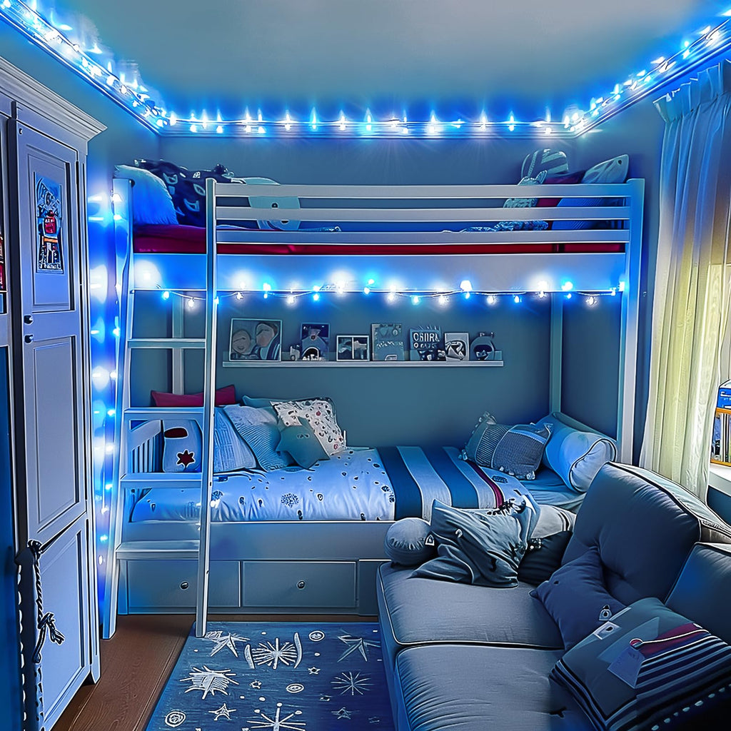 JMEXSUSS Blue and White String Lights Outdoor Indoor, 200 LED Christmas String Lights Clear Wire, 66ft Christmas Lights Plug in for Bedroom Tree Room Party Decorations
