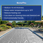 In The Swim 16' x 32' Ultra Silver Rectangle Solar Pool Cover 16 Mil for Solar Heating Above Ground Pools and Inground Pools