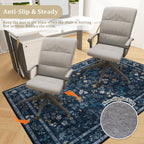 chakme Office Chair Mat for Hardwood Floor, 48"x36" Easy Glide Computer Desk Mat Protector for Rolling Chair Under Desk Rug Nonslip Backing, Machine Wash, (Floral)