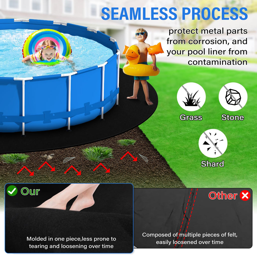 TIXANF 350G/M² Thicker 24FT Pool Liner Pad,Seamless Above Ground Pool Liner, Thicker Durable Geotextile Material, Pre-Cut Heavy Duty Round Pool Liner Pad, Puncture Protection,Extend Liner Life(Black)