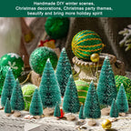 30Pcs Mini Christmas Trees, Artificial Christmas Tree Bottle Brush Trees Christmas with 5 Sizes, Sisal Snow Trees with Wooden Base for Christmas Decor Christmas Party Home Table Craft