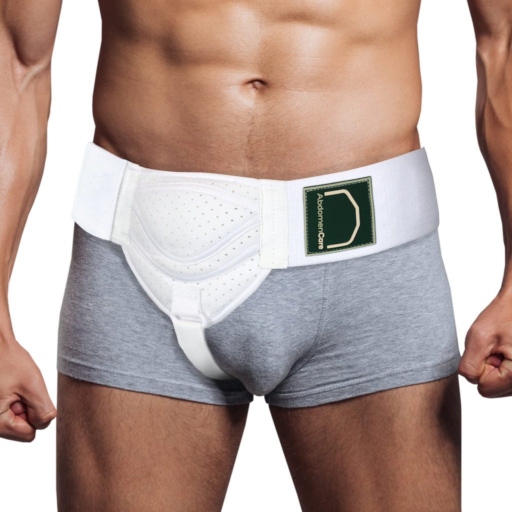 Abdomencare Inguinal Hernia Support Belt for Men & Women with 2 Compression Pads - Hernia Belt for Men Inguinal - for Left or Right Side Inguinal Hernias I Hernia Belts for Men Truss Support S/M