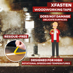 XFasten Double Sided Woodworking Tape 4 Inches x 90 Feet, Residue-Free and Removable Double Sided Wood Mounting Boards, Masking Tape for Wood Template, MDF, Metal, Edge Banding, Routing, Anchoring