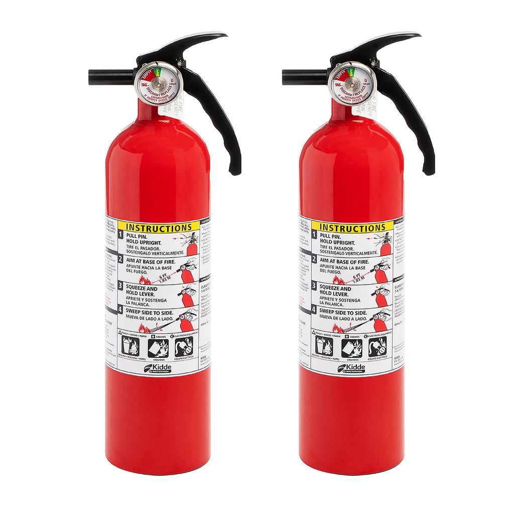 Kidde Fire Extinguisher for Home & Office Use, 2-A:10-B:C, 7.13 Lbs., Hose & Wall Mount & Fire Extinguisher for Home, 1-A:10-B:C, Dry Chemical Extinguisher, Red, Mounting Bracket Included, 2 Pack