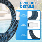 Conderyang 2 Pack 1.25×59in EVA Pool Professional Hoses with 2026 Upgrade Flexible Tube Head and 4 Metal Clamps for Above Ground Pools Pump Replacement Hose Pool Supply for Heavy Duty Hose (Blue)