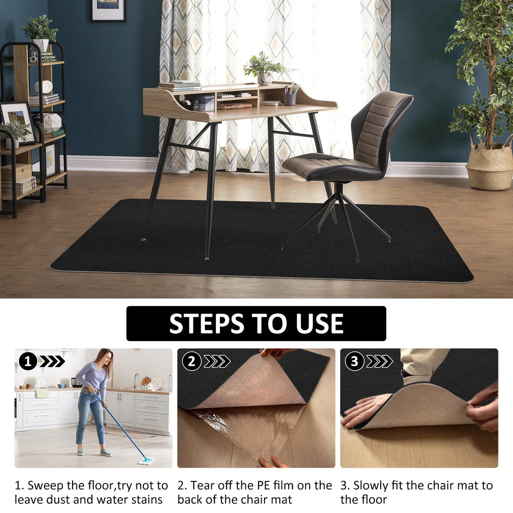 Office Chair Mat for Hardwood Floor & Tile Desk Chair Mat for Rolling Chairs Protect Hardfloor Desk Area Rug for Workstations, Durable Desk Mat for Home and Office Use (Black, 36X47 in)