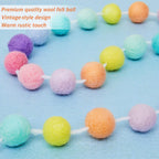 WILLBOND Wool Felt Ball Garland Colorful Pom Pom Garland 6.5 Feet Long 24 Ball Garland for Mardi Gras Easter Halloween Thanksgiving Christmas Wall (Rainbow Colors,3 Pieces)