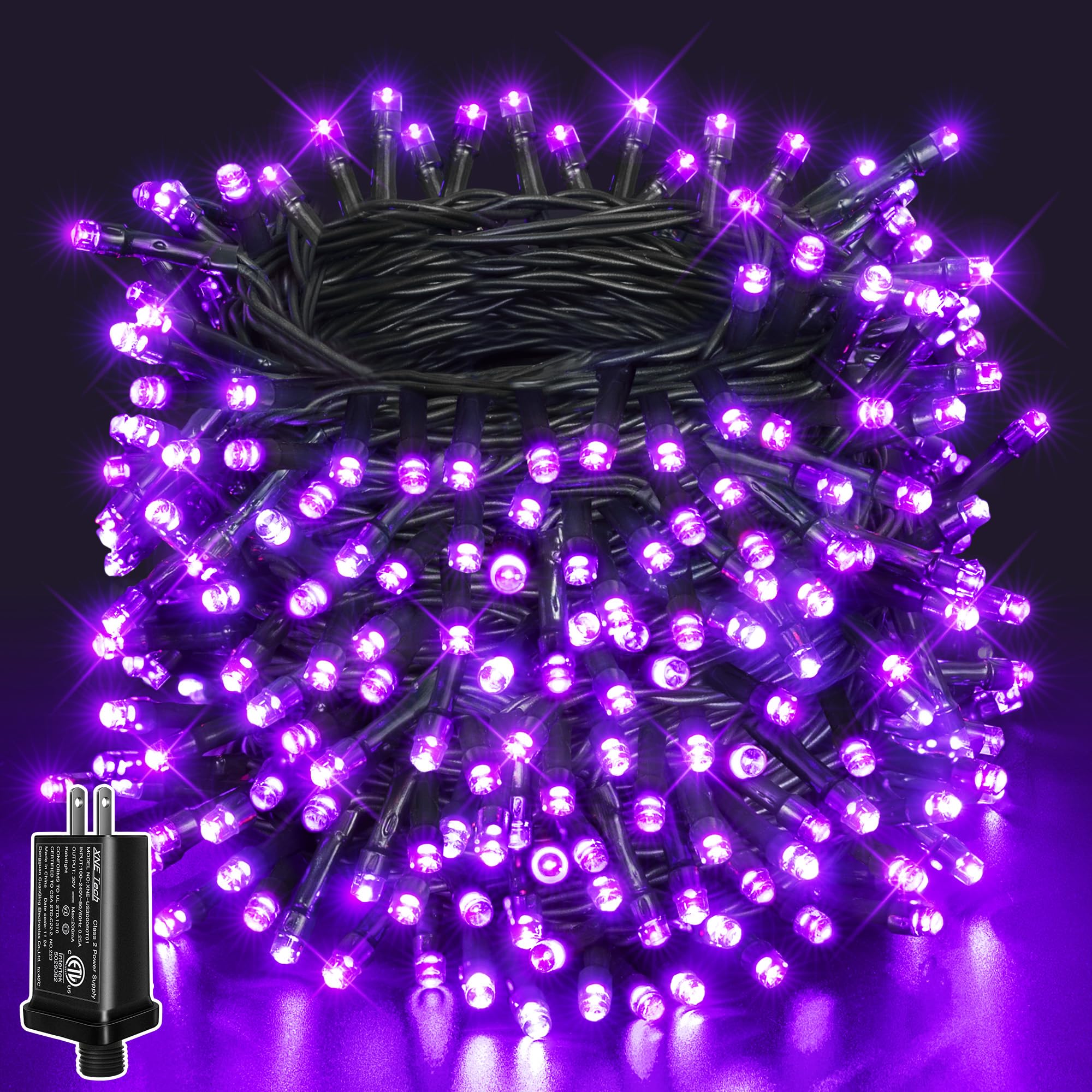 Guhope 66FT 200 LED Halloween Lights, Purple Halloween Lights Outdoor with 8 Lighting Modes, Waterproof Halloween String Lights for Christmas Outdoor Party Yard Garden Decoration