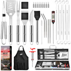 Kaluns 32 Psc Grilling Accessories, Dad Gifts for Fathers Day, Heavy Duty Stainless Steel Grill Set BBQ Grill Accessories for Outdoor Grill with Aluminum Case and Apron, Best Gifts for Men