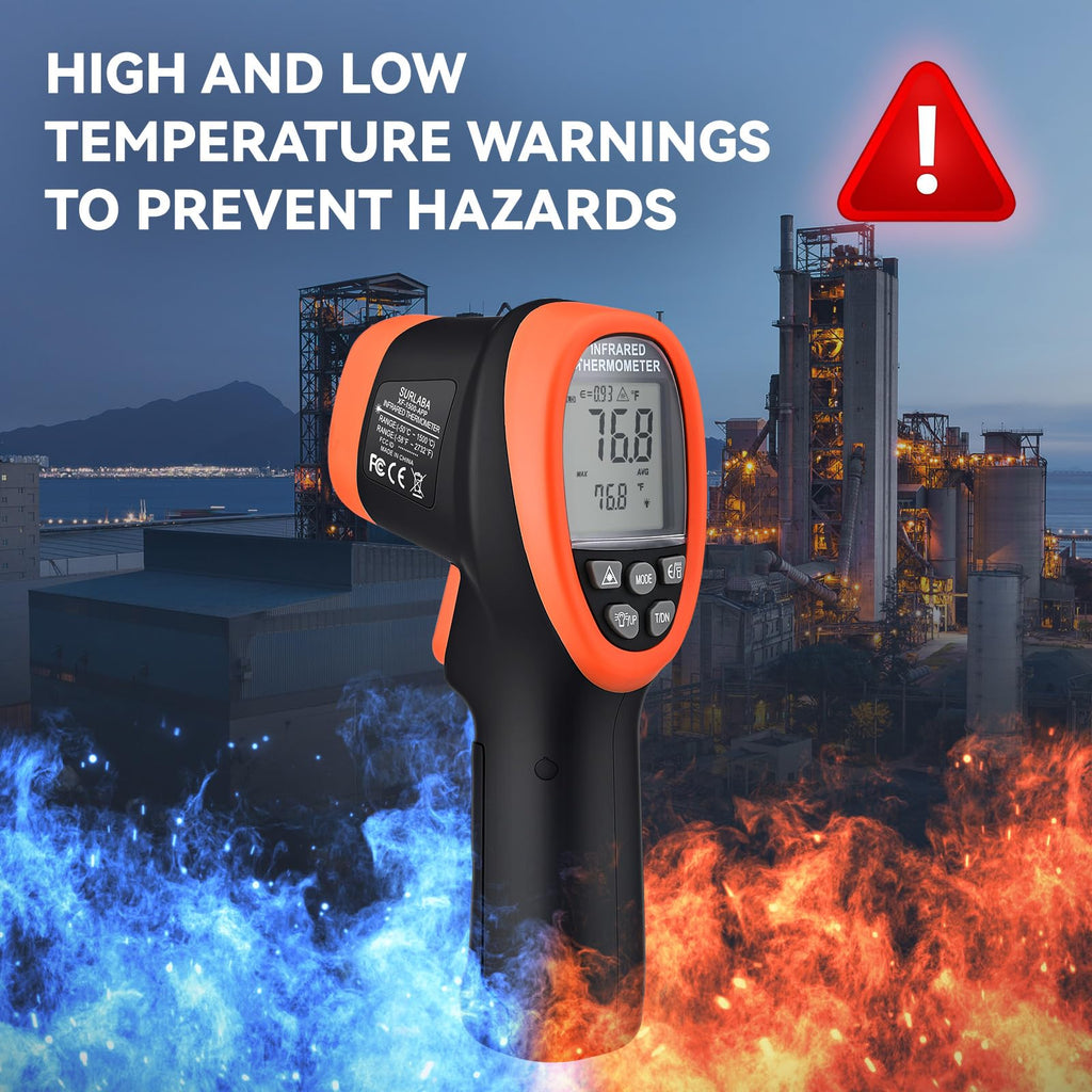 SURLABA Infrared Thermometer with Bluetooth, High Temp Thermometer Pyrometer IR Temperature Gun -58℉- 2732℉ (-50℃ to 1500℃),30:1 Distance Spot Ratio, Dual Laser and Flashlight（NOT for Human）