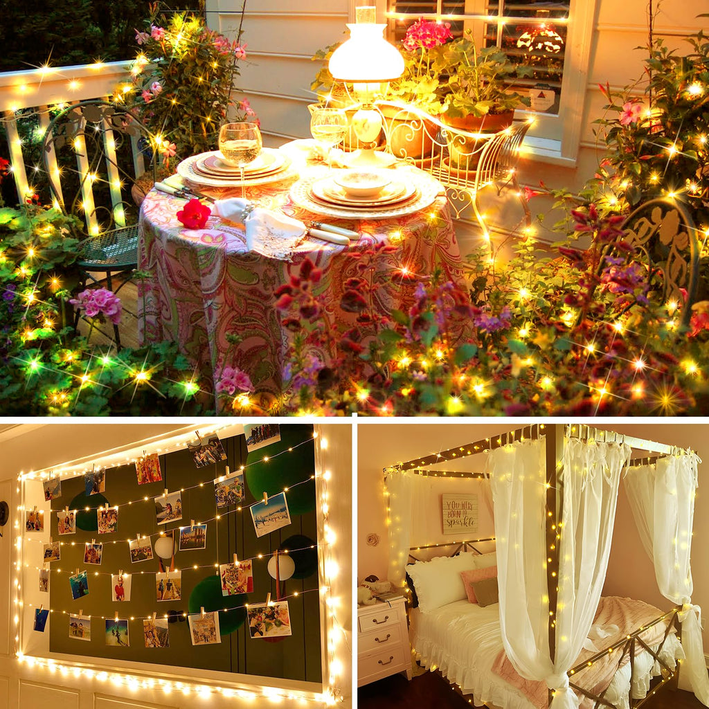 KNONEW 400FT Outdoor Christmas Fairy Lights Plug in,1200 LED String Lights Outdoor Waterproof 8 Modes Memory Times for Wedding Bedroom Walls Garden Trees Decoration(Warm White)