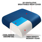 YOUFI Extra Thick Large Seat Cushion -19 X 17.5 X 4 Inch Gel Memory Foam Cushion with Carry Handle Non Slip Bottom - Pain Relief Coccyx Cushion for Wheelchair Office Chair (Blue (1PACK))