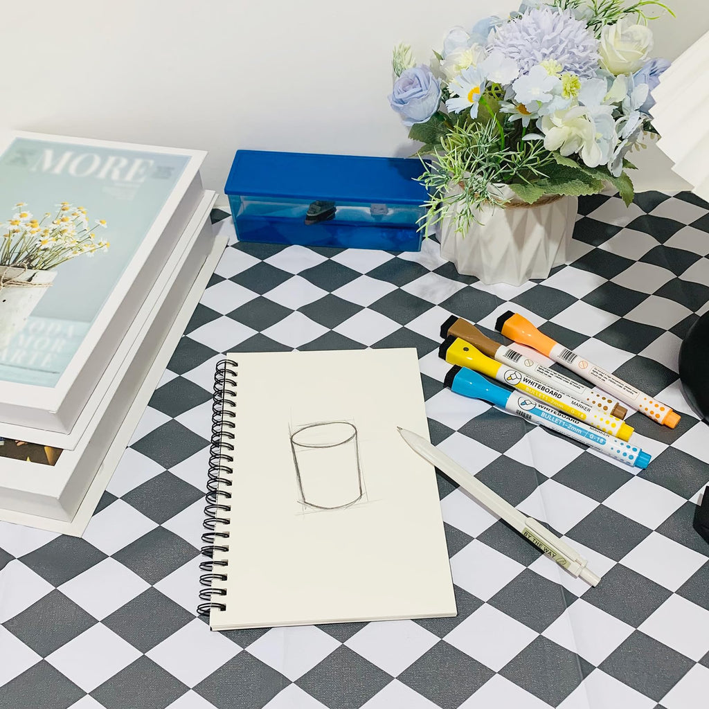 Blank Spiral Notebook, 2-Pack, Soft Cover, Sketch book, 100 Pages / 50 Sheets, 7.5 inch x 5.1 inch, 100GSM, (Black)