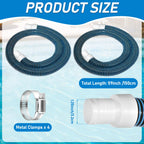 Conderyang 2 Pack 1.25×59in EVA Pool Professional Hoses with 2026 Upgrade Flexible Tube Head and 4 Metal Clamps for Above Ground Pools Pump Replacement Hose Pool Supply for Heavy Duty Hose (Blue)