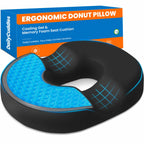 Donut Pillow for Tailbone Pain, Hemorrhoids - Cooling Gel Memory Foam Chair Seat Cushion for Office, Home & Wheelchair, Ergonomic Chair Pad for Pregnancy, Sciatica, Coccyx (Large, Black)