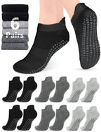 Pilates Grip Socks for Women Men Size 9-11 Yoga Socks Accessories Non Slip Grippy Socks Soccer Womens Hospital Barre Black Barefoot Socks Grippers Postpartum Essentials Non Skid Socks Elderly Gift 6GM