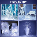 2-Pack White Fairy Lights Battery Operated with Timer, Waterproof 16FT 50 LED String Lights Outdoor Indoor, Twinkle Lights for Bedroom Dorm Wedding Birthday Christmas Parties Centerpiece (Cool White)