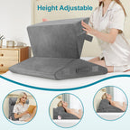 Domusensus Bed Wedge Pillow for Sleeping, 3Pcs Adjustable 9&12 Inch Fold Wedge Pillow for Sleeping,Back Pain Relief,Knee Support,Cooling Memory Foam Pillows for Acid Reflux,Snoring,Dark Grey