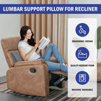 HOMBYS Lumbar Support Pillow for Recliner Chair, Memory Foam Back Support Cushion for Elderly,Extra Large Lumbar Support Pillow with Extension Straps, Thick Backrest for Home Reading,20x14x5 in