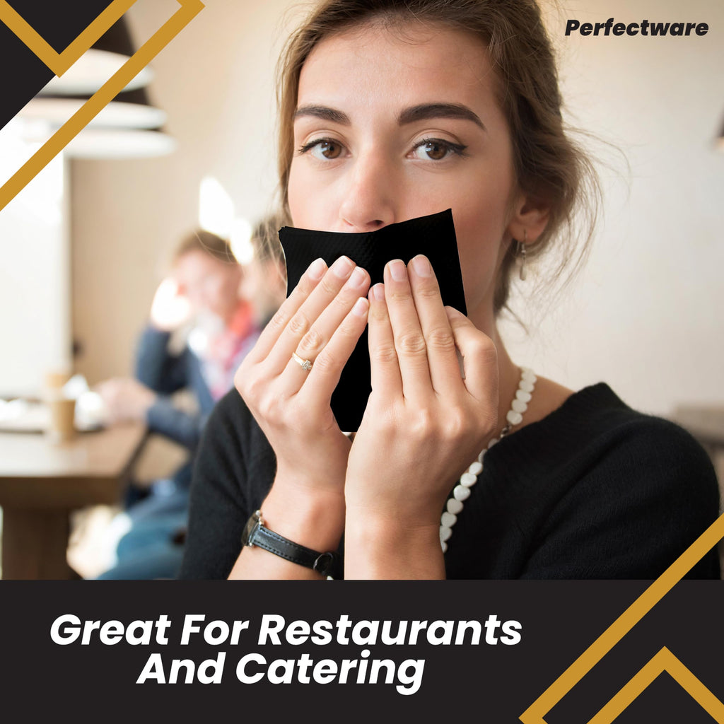 Perfectware 2ply Black Beverage Napkins. 2Ply Cocktail Black Napkins. 10 x 10 Black Beverage Napkin., Pack of 300ct