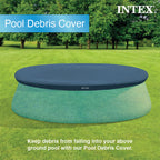 INTEX 28020E Pool Cover: For 8ft Round Easy Set Pools – Includes Rope Tie – Drain Holes – 12in Overhang – Snug Fit