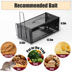 Pivmuth 2 Pack Humane Rat Traps 12.5"x5.5"x4.5", Reusable Mouse Traps for Indoor/Outdoor Use, No-Kill Live Capture for Chipmunks, Squirrels, Rats, Mice