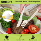 ALPIO 400 Piece Compostable Dinnerware Set for 50 Guests, Biodegradable Paper Plates Set, Eco-Friendly Disposable Plates & Utensils include Paper Plates, Forks Knives Spoons Straws Napkins for Party