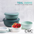 COOK WITH COLOR Prep Bowls with Lids- Wide and Deep Nesting Plastic Small Mixing Bowl Set with Lids, 8 Piece Set - Wide Bowls, Teal