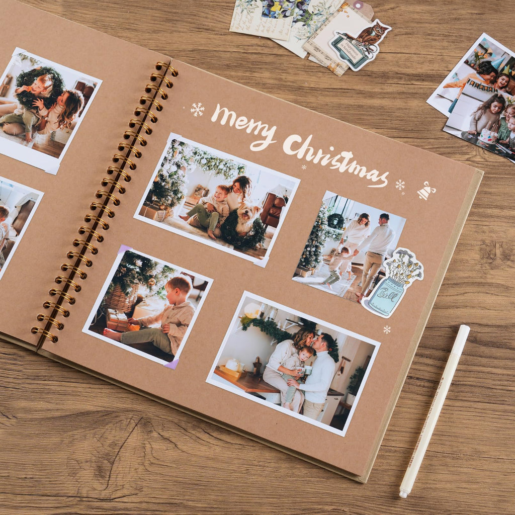 potricher 12 x 12 Inch DIY Scrapbook Album 40 Pages Hardcover Kraft Paper Scrap Book Photo Albums Memory Book for Wedding and Anniversary Family (Yellow, 12 Inch)