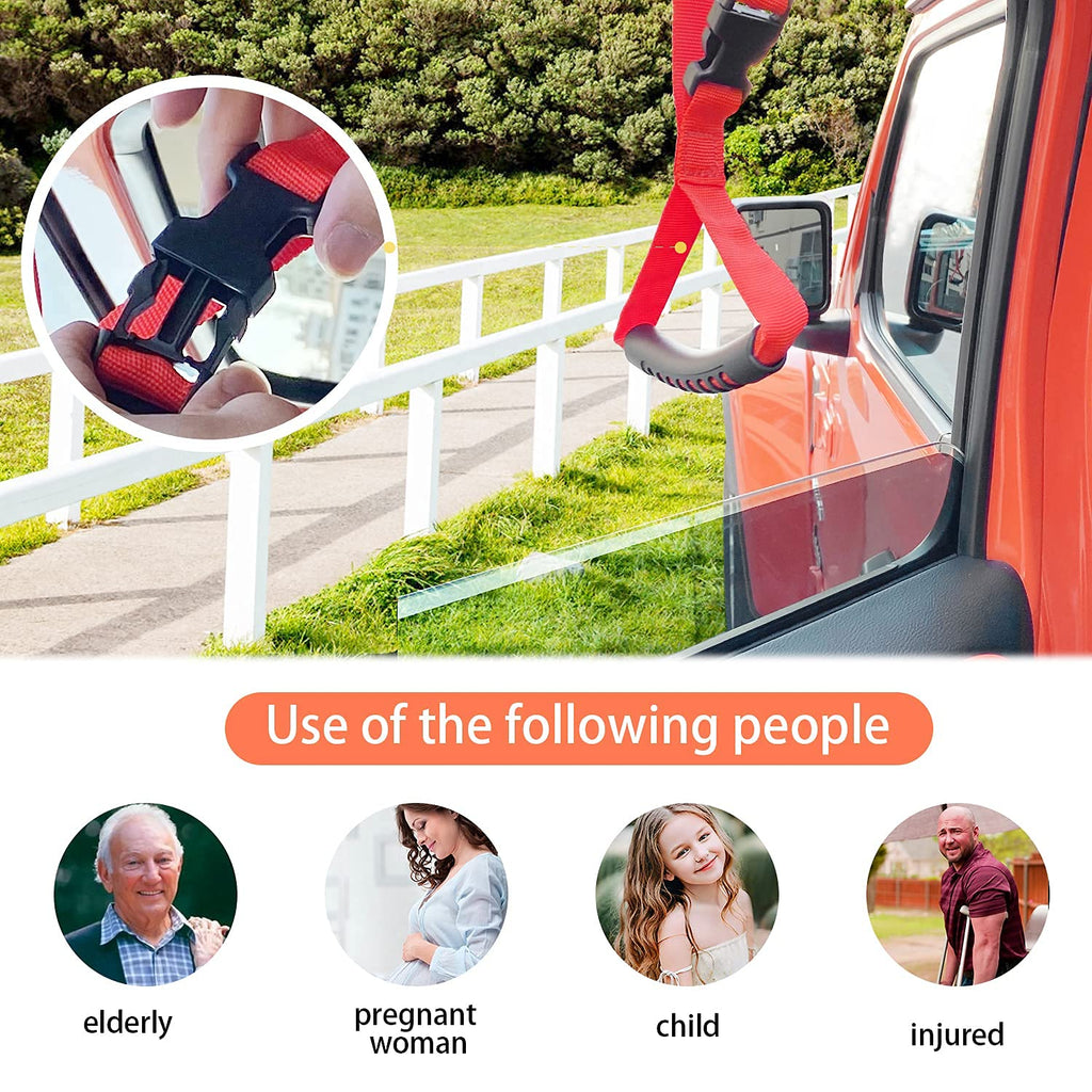 Automotive Adjustable Standing Aid Safety Handle Vehicle Support Grip Handle Disability Help Car Hand Hook- 2 pcs (Red)