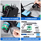 YIHUA 926 III 60W Digital Display Soldering Iron Station Kit w 2 Helping Hands, 6 Extra Iron Tips, Lead-Free Solder, Solder Sucker, S/S Tweezers, °C/ºF Conversion, Auto Sleep & Calibration Support