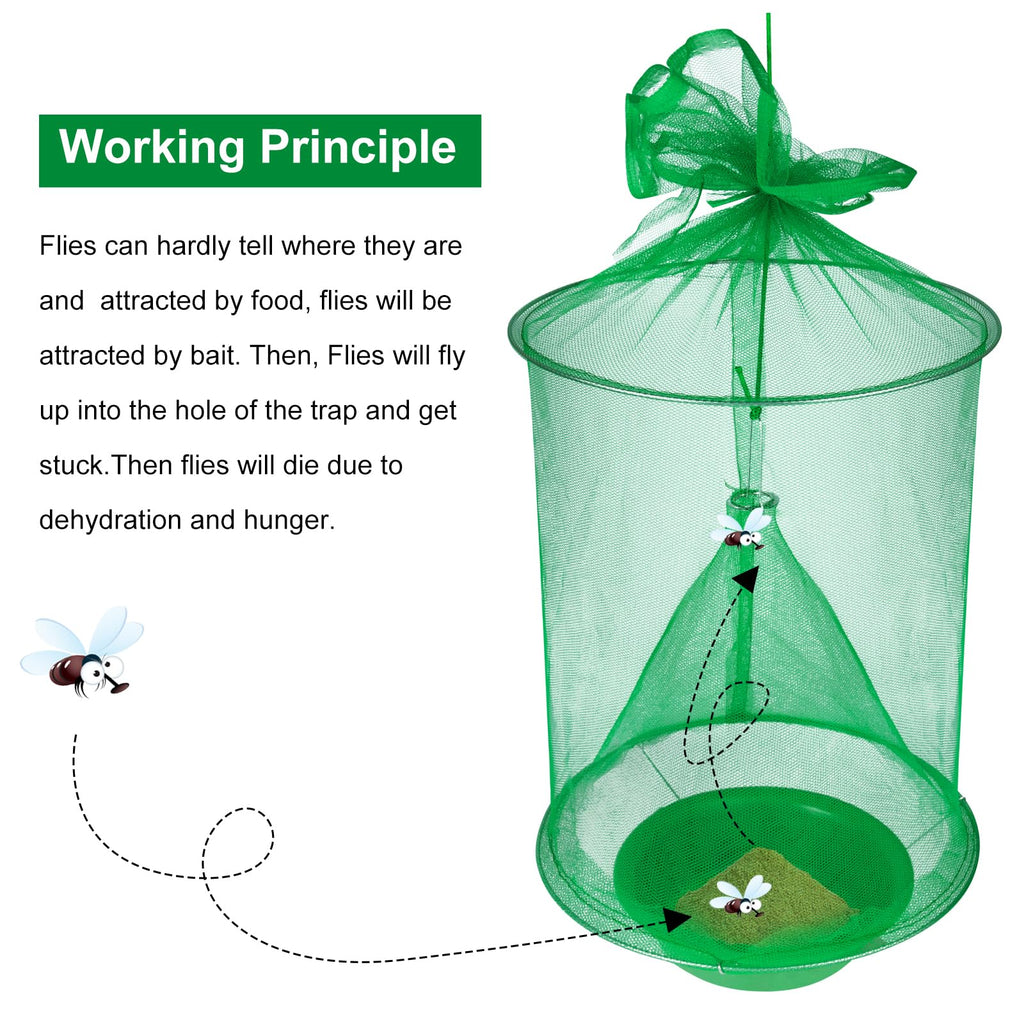 4 Pack Ranch Fly Trap, Farm/Orchard Fly Trap, Reusable Fly Traps Outdoor, Fly Catcher Killer, Effective Trap for Horse Stable