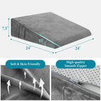 Domusensus Wedge Pillow for Sleeping, 7.5" Bed Wedge Pillow for After Surgery, Triangle Pillow Wedge for Heartburn, Acid Reflux, GERD, Back Pain Relief, Neck Pain, Soft & Cooling Memory Foam Top