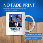 Trump Shot At Coffee Mug - Trump Bloody Ear Fist Pump PA Butler Pennsylvania Rally Failed Assassination Attempt - Trump 2024 - 11 Ounce Coffee Cup - Dishwasher and Microwave Safe - TRUMP15