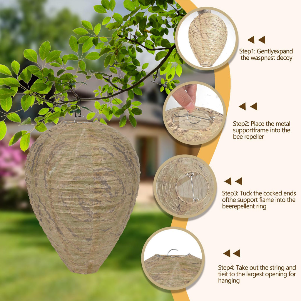 4 Pack Wasp Nest Hanging Fake Wasp Nest Paper Material Hornet Nest for Wasps