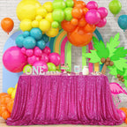 QueenDream Hot Pink Tablecloth 60 x 102 Inch Sequin Tablecloth Fuchsia Sparkly Tableclothfor Bridal Baby Shower Wedding Christmas Decorations