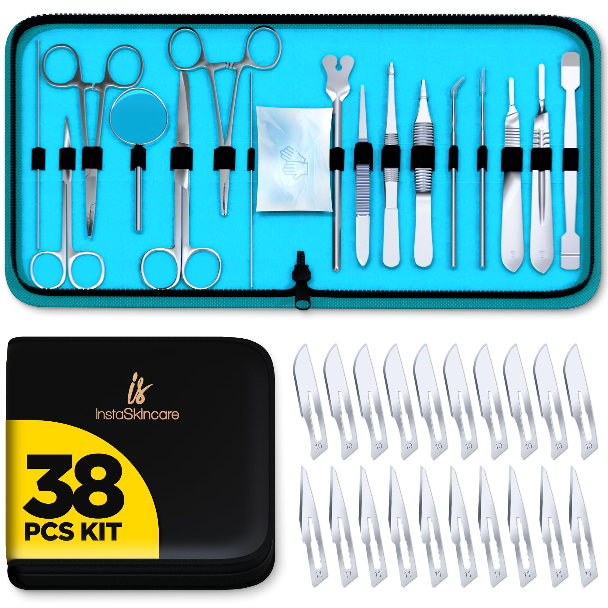 INSTASKINCARE Advanced Dissection Kit Biology Lab Anatomy Dissecting Set with Stainless Steel Scalpel Knife Handle Blades for Medical Students and Veterinary by InstaSkincare