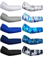 10 Pair UV Sun Protection Arm Sleeves Compression Sports Cooling Sleeves for Men Women Teenager Youth Golf Baseball Basketball Running Outdoor (Blue Series, Novel Camo)