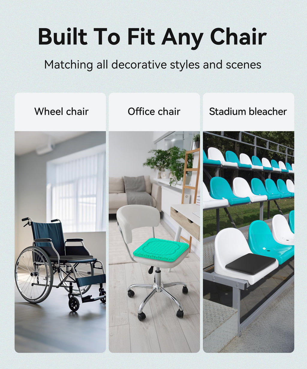 MZYENU Gel Seat Cushion, Cool Chair Cushion for Office Chairs, Driving Car Cushion Breathable, Wheelchair Cushions for Pressure Relief, Back Pain for Seat Cushions, Chair Pad with No-Slip Cover
