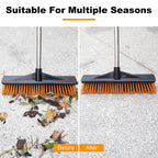 18" Heavy Push Broom for Outdoor Floor Cleaning Heavy Duty Outdoor Broom with 54" Long Handle,Outdoor Broom for Deck,Driveway,Garage,Yard,Deck,Patio,Warehouse,Concrete