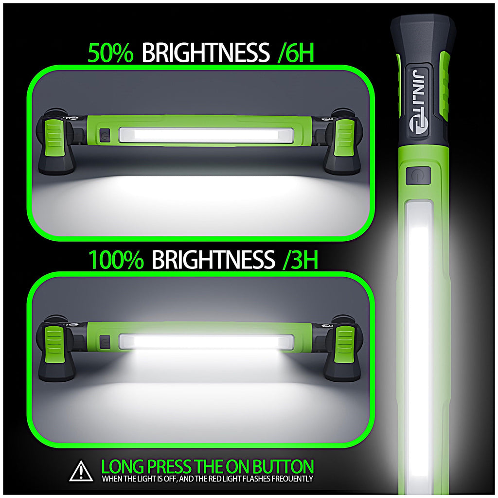 JINLITE Magnetic Work Light - 3000LM Rechargeable LED Work Light Bar, 5200mAh Under Hood Mechanic Light for Garage, Workshop, Vehicle Inspection (1 Pack Green)