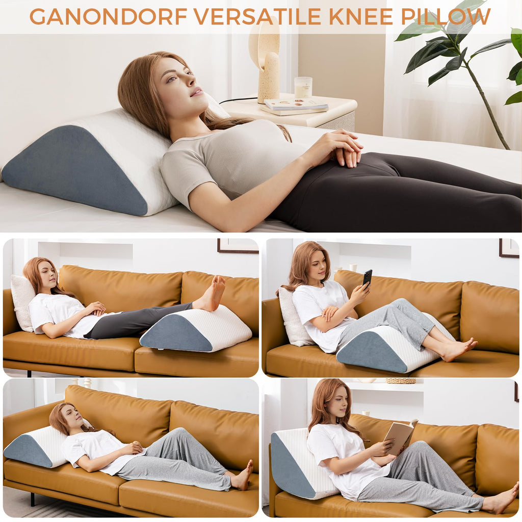 Knee Wedge Pillow 6.3'' for Post-Surgery Recovery - Leg Elevation Support for Sleep Position,Alleviating Lower Back & Hip Pain Enhancing Circulation in Ankles Legs Triangle Pillow with Removable Cover